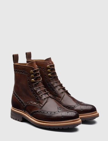 Grenson Fred Brogue Boot - Dark Brown