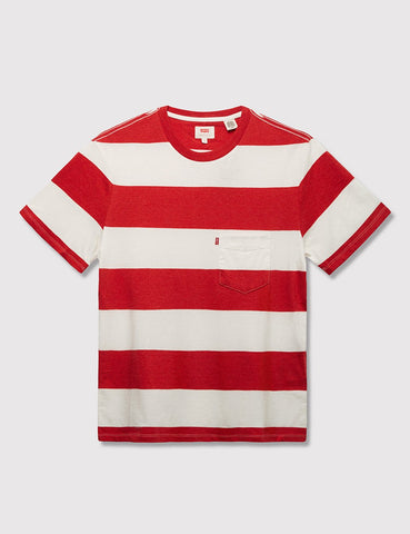 Levis Sunset Pocket T-shirt (Stripe) - Cherry Bomb Red