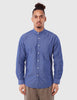 Portuguese Flannel Cafe Grandad Shirt - Blue