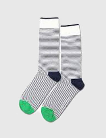 Democratique Original Mini Stripes - White/Navy/Sea Green