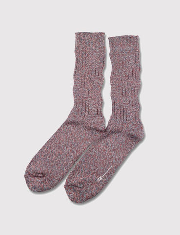 Democratique Relax ZigZag Socks - Petrol Blue/Rust