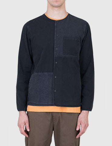 Folk Combination Pop Stud Shirt - Black