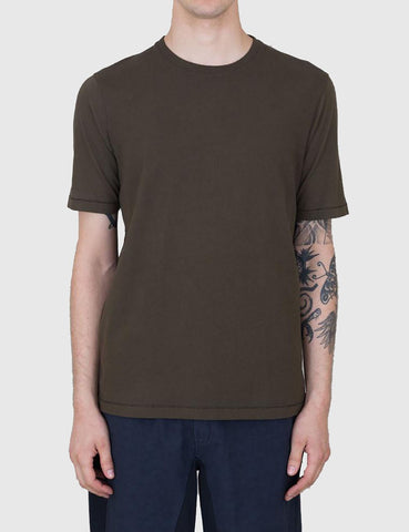 Folk Contrast Sleeve T-Shirt - Military Green