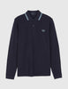 Fred Perry Twin Tipped Long Sleeve Polo Shirt - Navy Blue