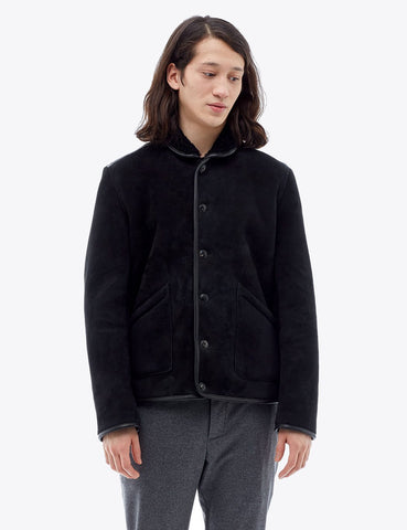 YMC Brainticket Sheepskin Coat (Suede) - Black