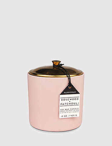 Paddywax Hygge Ceramic Candle (15oz) - Rosewood & Patchouli