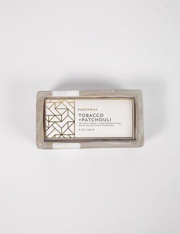 Paddywax Urban Concrete Rectangle Candle (8oz) - Tobacco & Patchouli