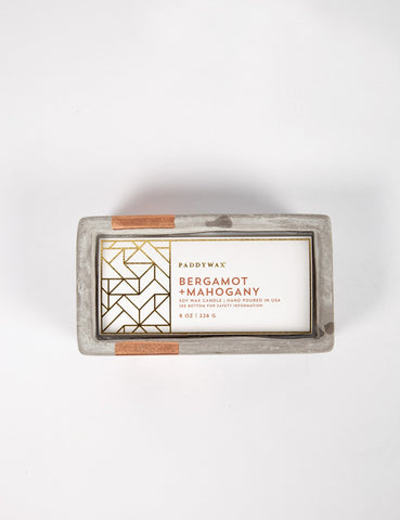 Paddywax Urban Concrete Rectangle Candle (8oz) - Bergamot & Mahogany