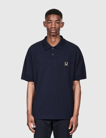 Fred Perry x Raf Simons Short Sleeve Rib Pique Shirt - Dark Navy